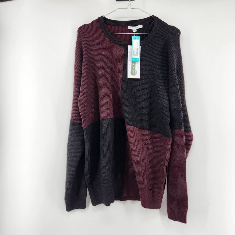 Threads 4 Thought Men's Black‎ Medium Beryl Colorblock Sweater NWT